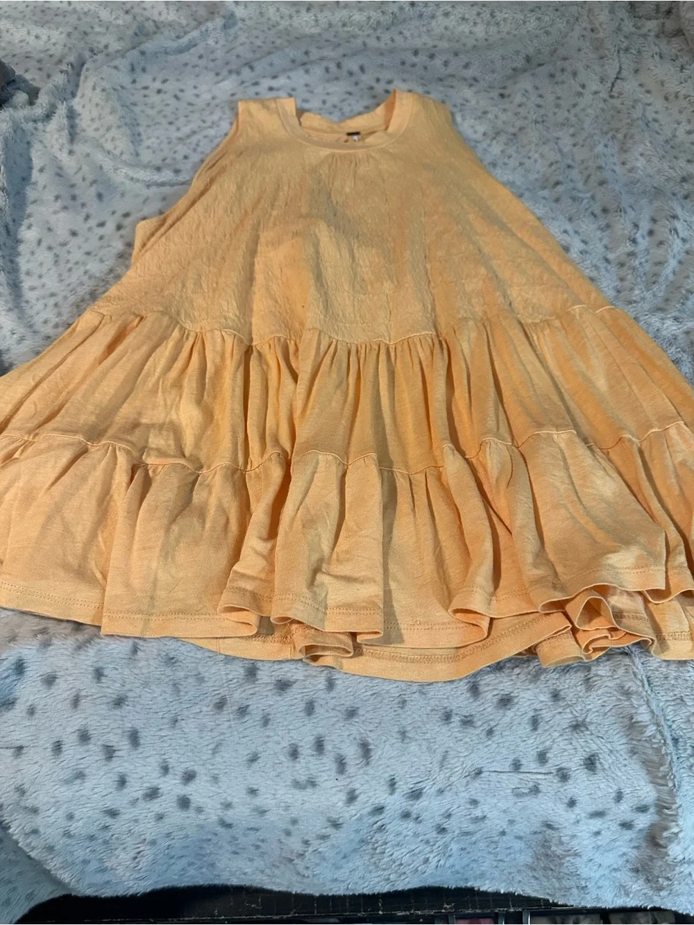 Free People Peach Tiered Ruffle Tank